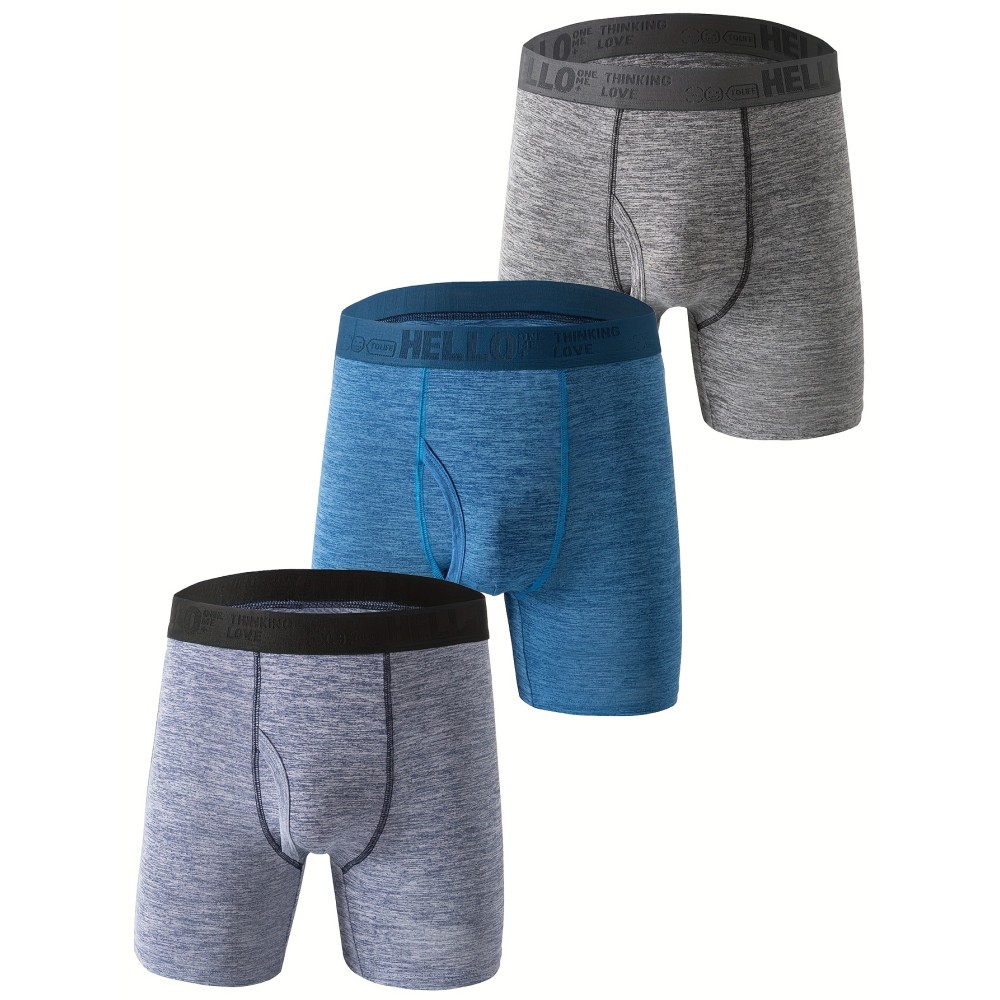 3pcs Men's Breathable Stretch Boxer Briefs For Comfortable Sports Underwear 3pcs Men's Breathable Stretch Boxer Briefs For Comfortable Sports Underwear